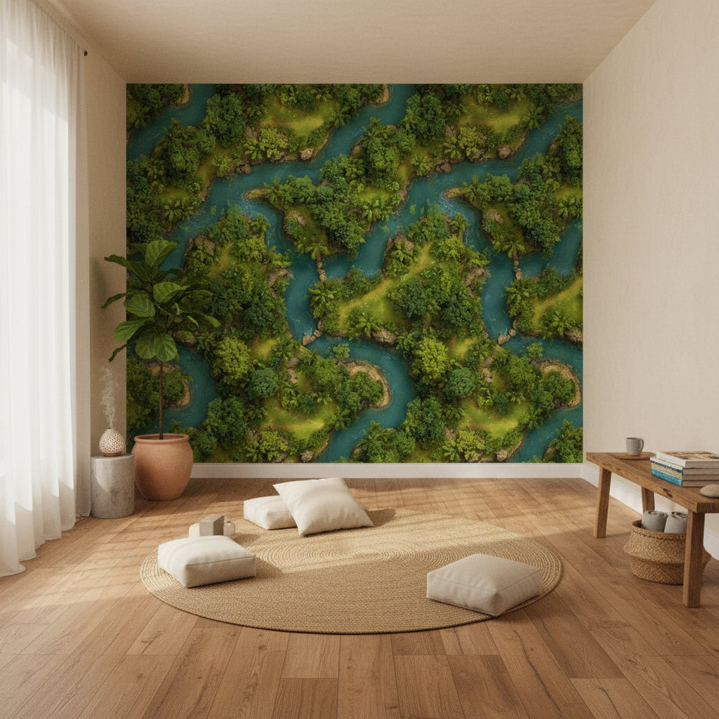 Landscape Wallpaper Greenery River Decorative Mural