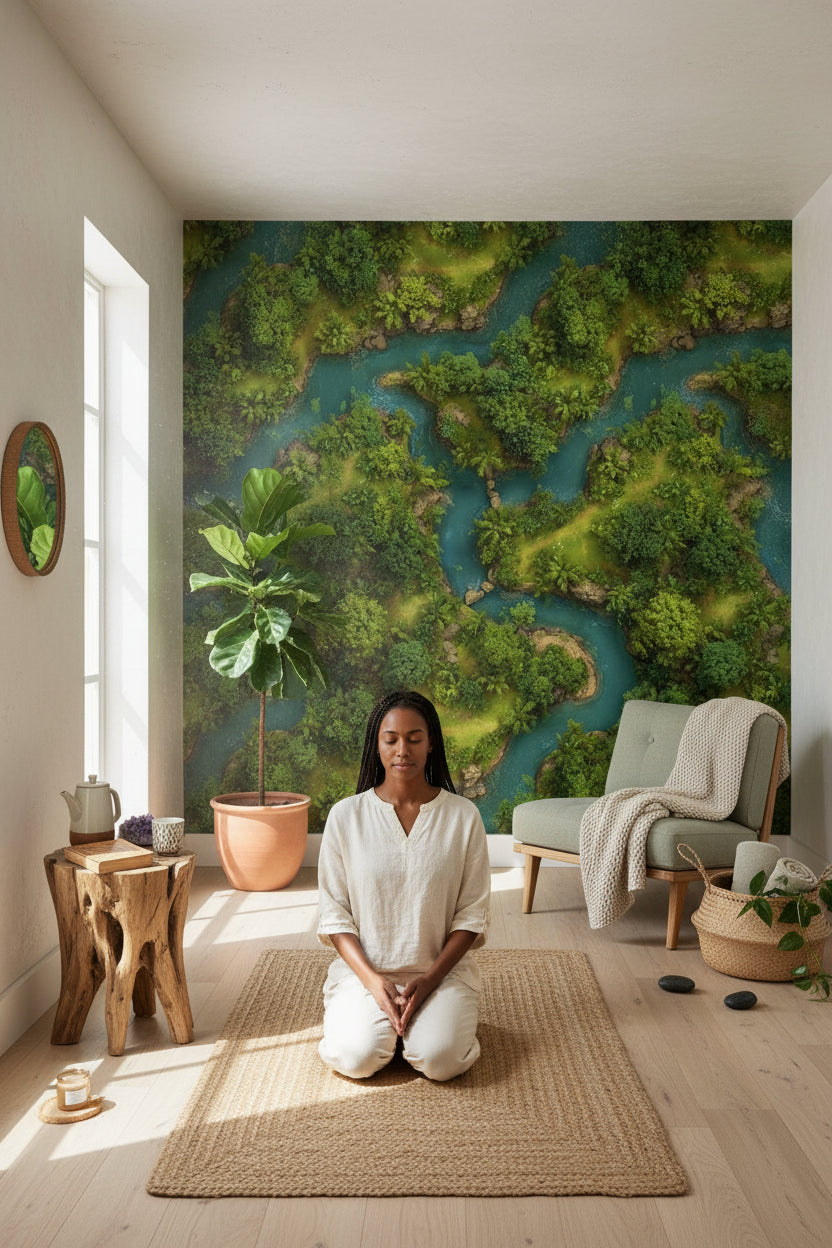 Landscape Wallpaper Greenery River Decorative Mural