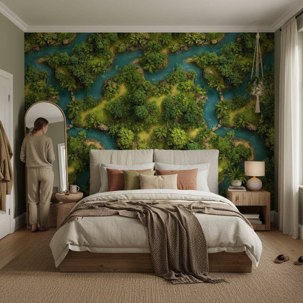 Landscape Wallpaper Greenery River Decorative Mural