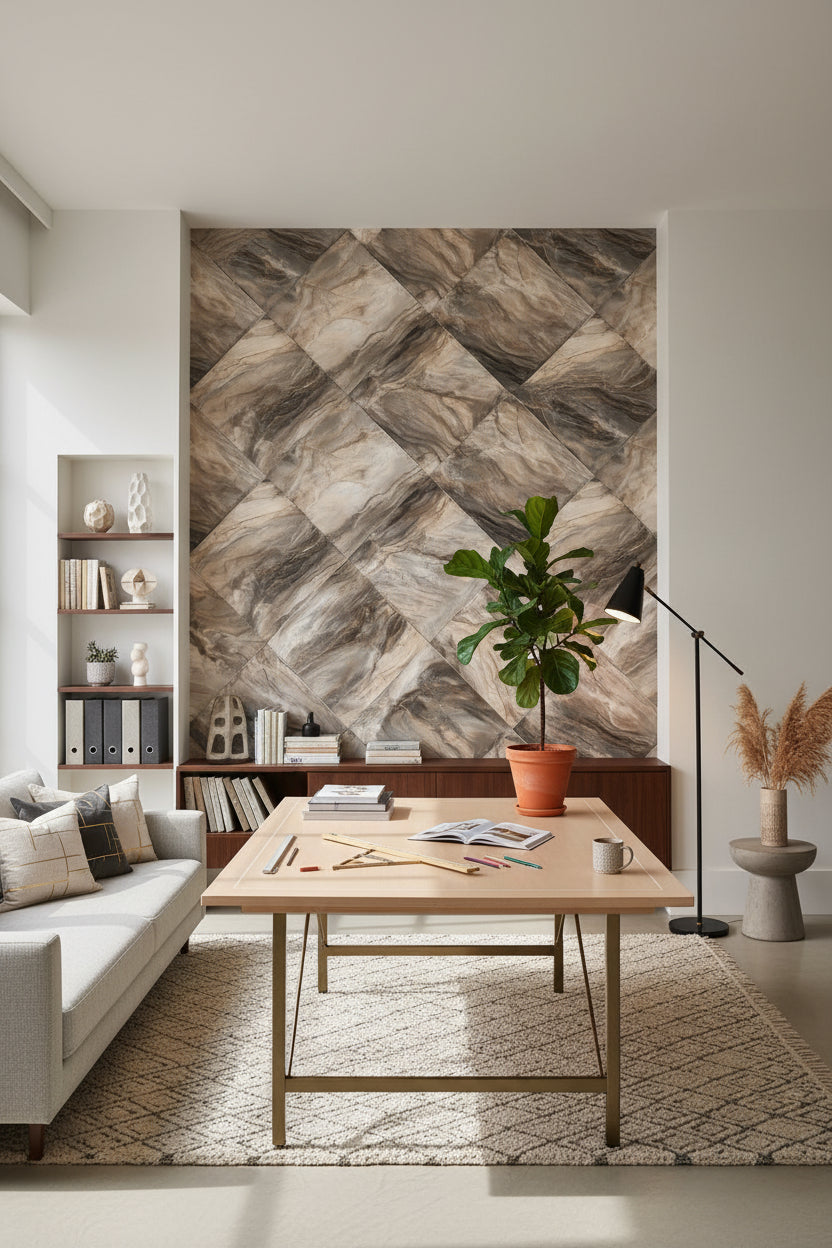 Textured Brown and Gray Stone Abstract Wallpaper