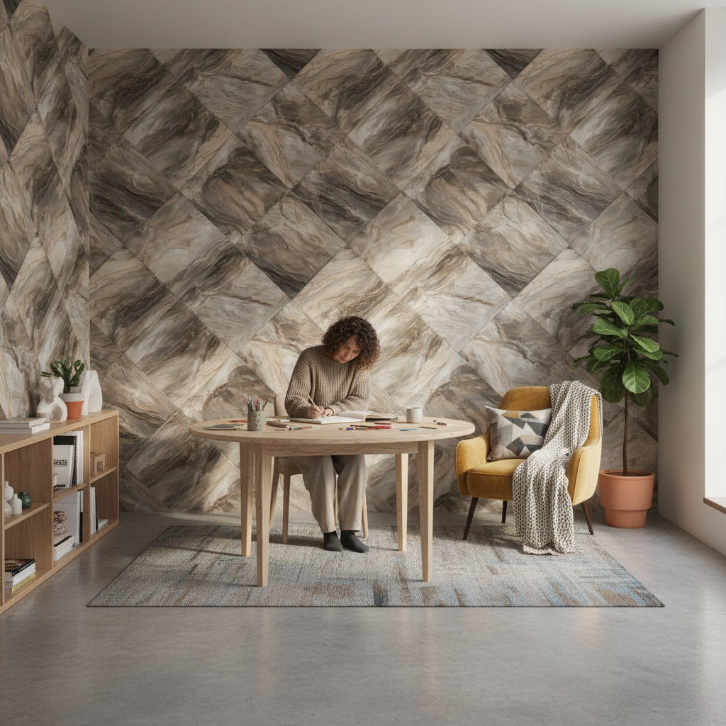 Textured Brown and Gray Stone Abstract Wallpaper