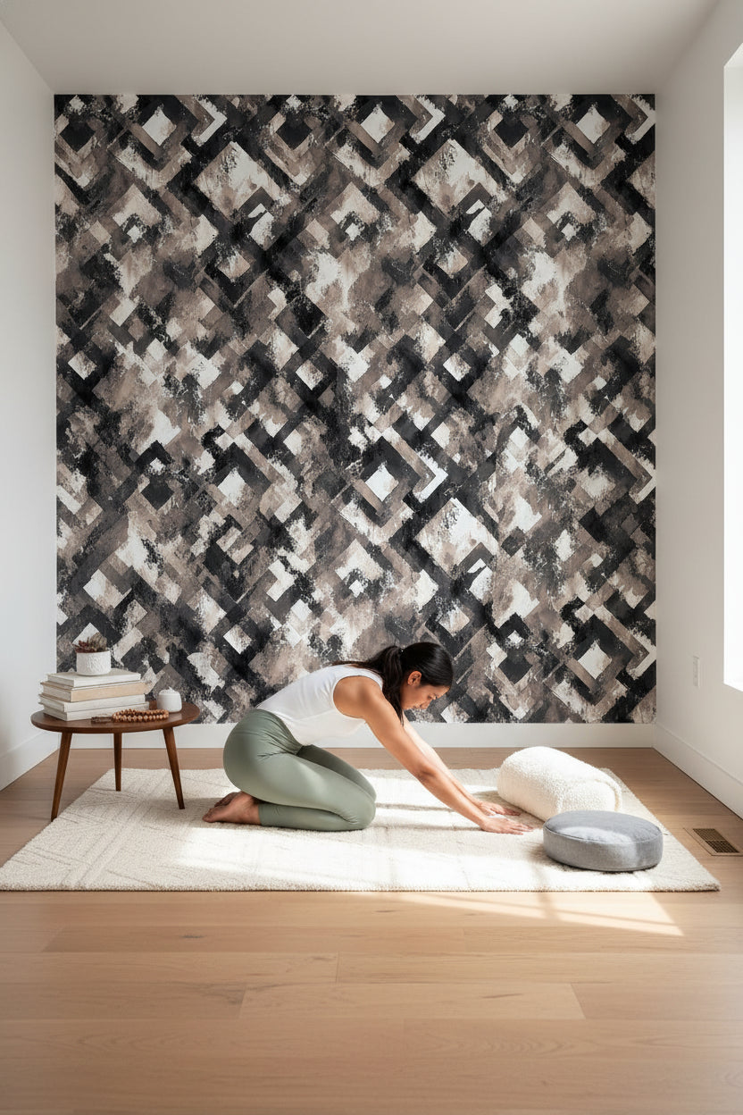 Earthy Brown Geometric Abstract Wallpaper