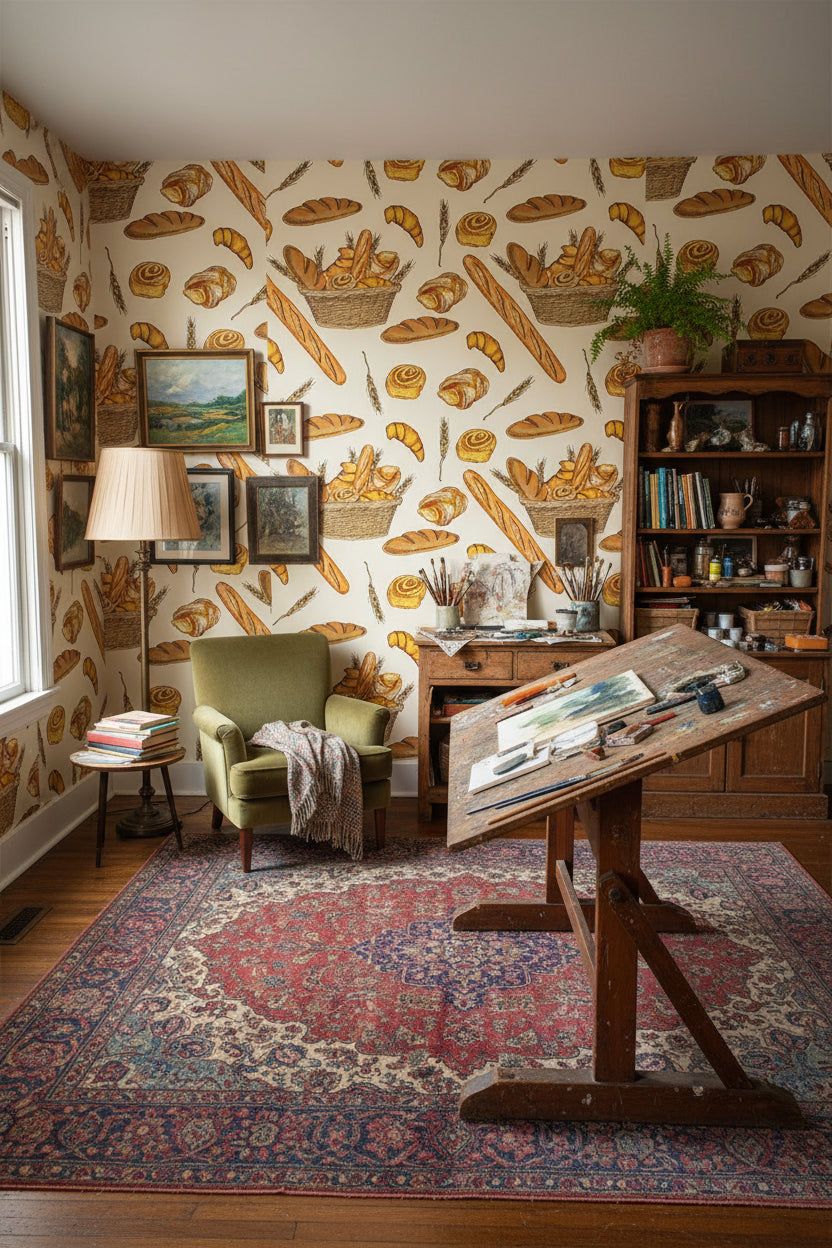 Bakery Wallpaper Wheat Mural Rustic Wall Decor