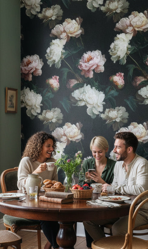 Floral Wallpaper Peonies Vintage Wall Mural