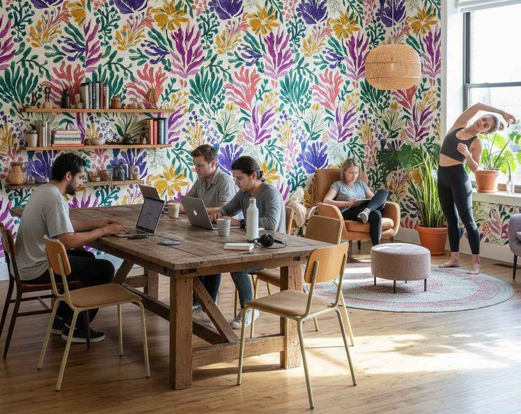 Vibrant Multicolor Large Floral Kids Wallpaper