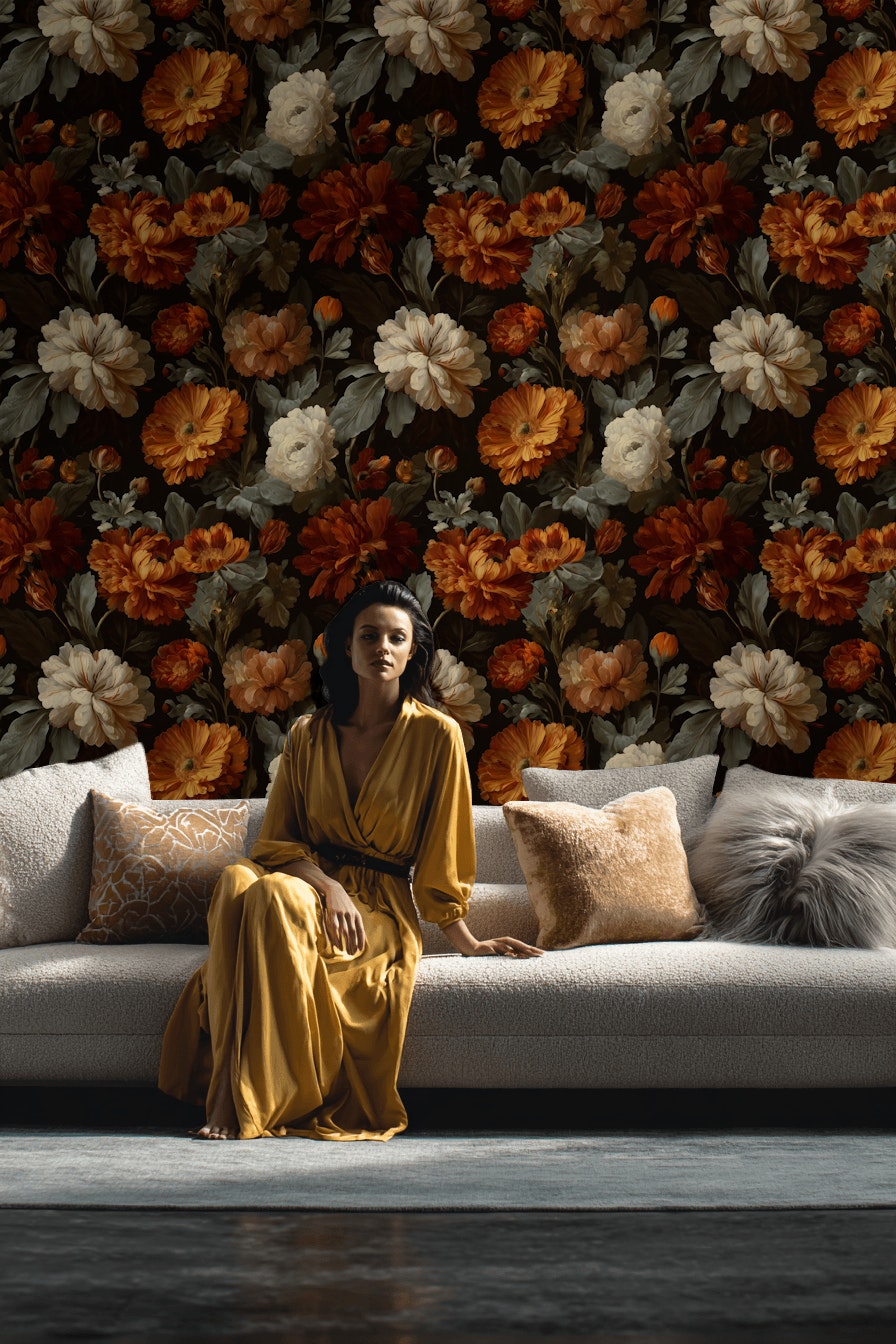 Floral Wallpaper Vintage Elegant Wall Mural