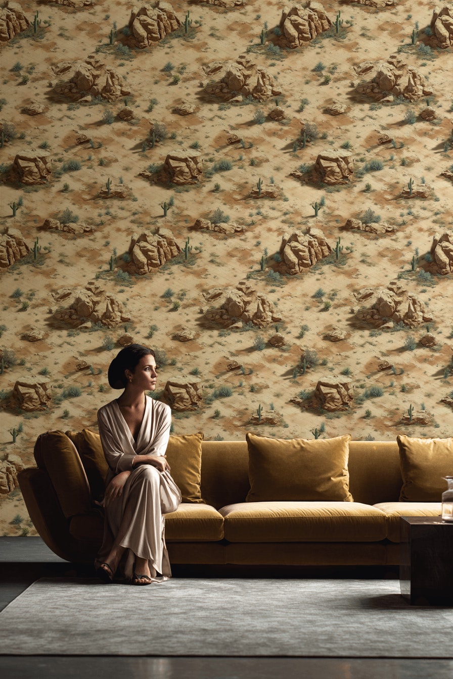 Desert Wallpaper Geometric Cacti Wall Mural