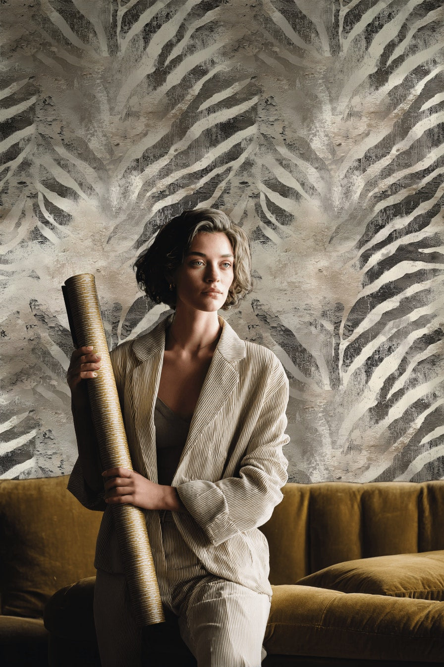 Animal Print Wallpaper Zebra Beige Wall Decor