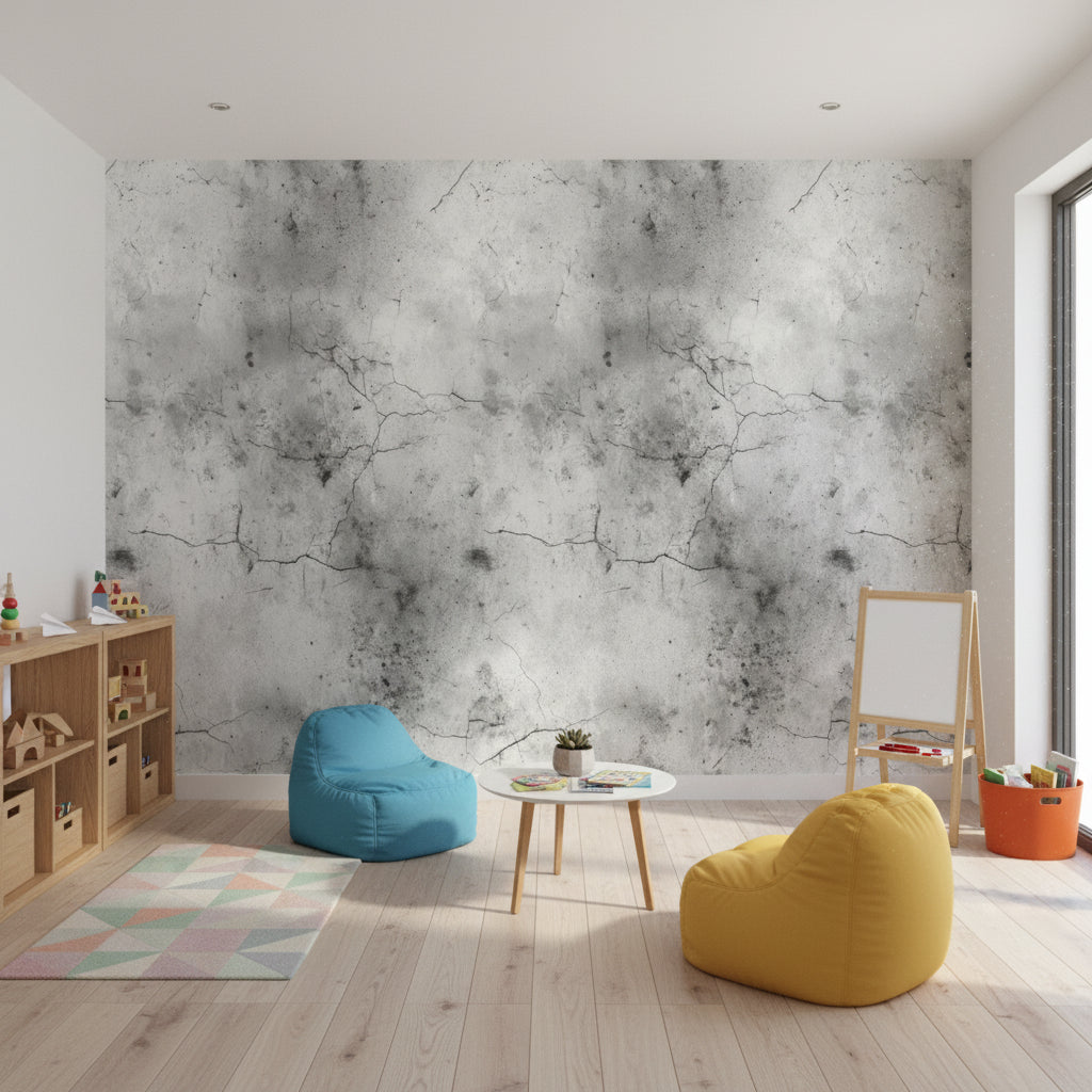 Textured Gray Concrete Effect Wallpaper