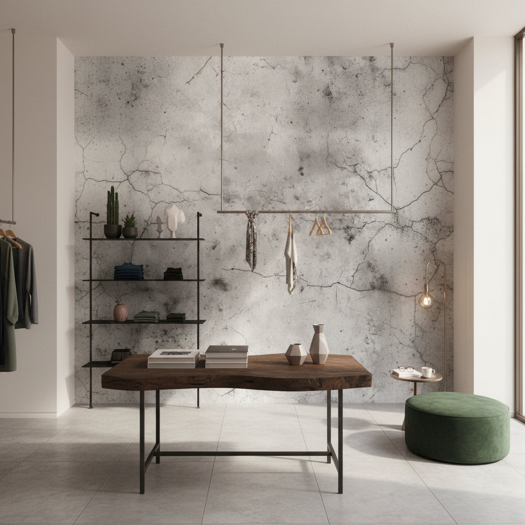 Textured Gray Concrete Effect Wallpaper