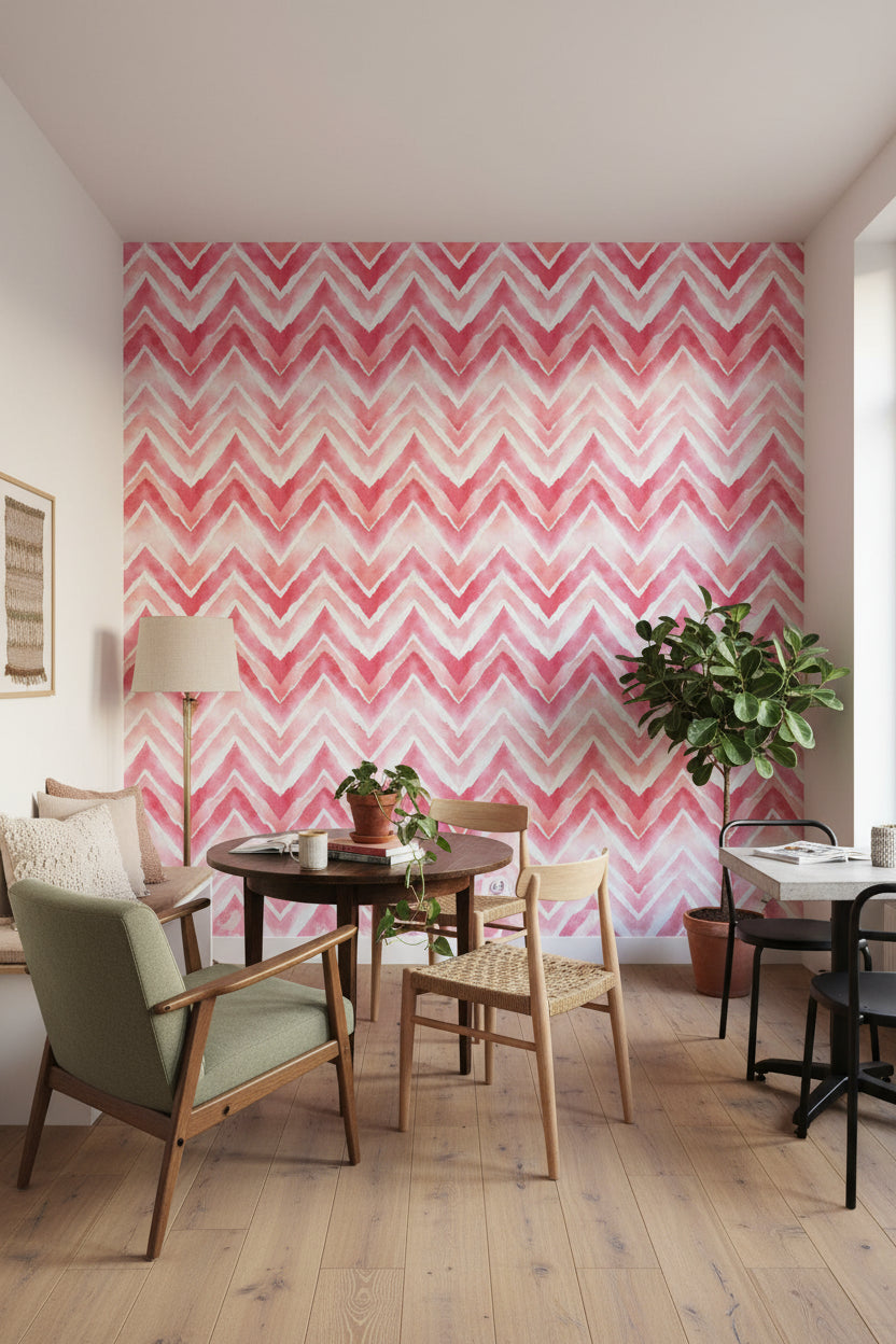 Blush Pink Chevron Abstract Wallpaper