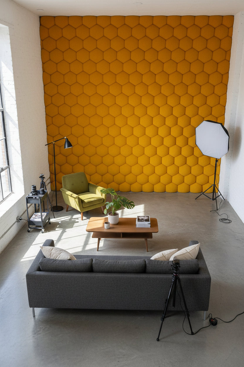 Vibrant Golden Look Honeycomb Geometric Wallpaper