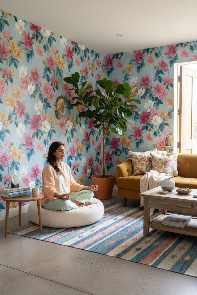 Vibrant Multicolor Large Floral Wallpaper