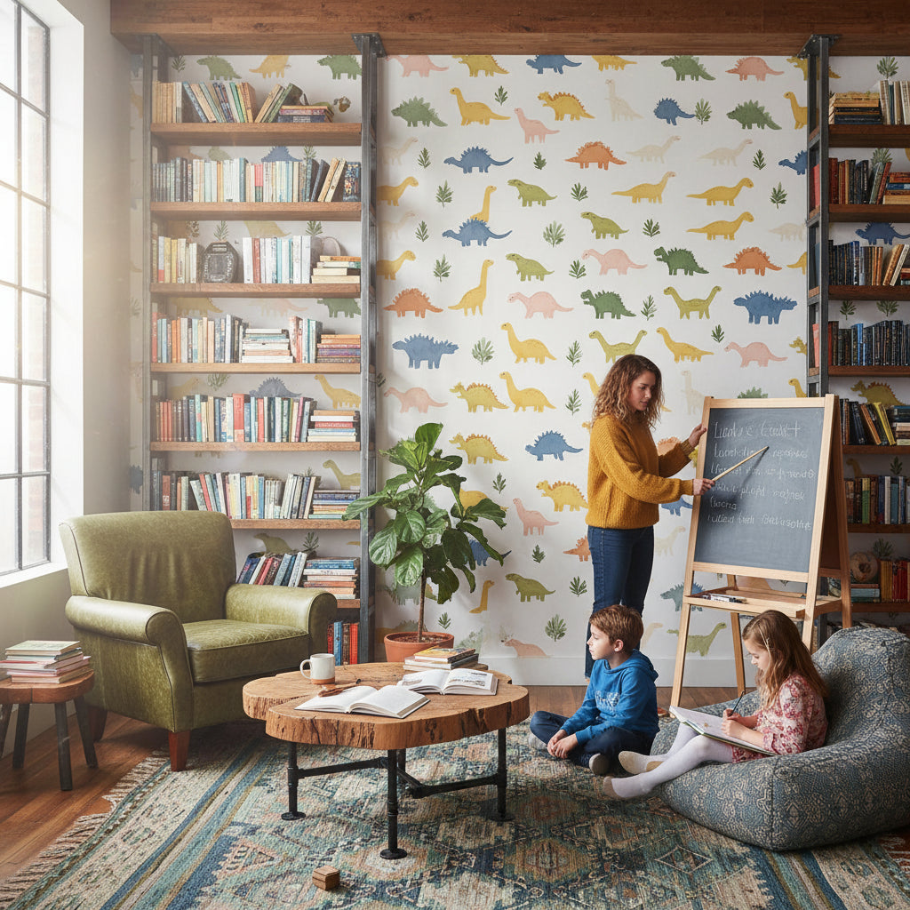 Multicolor Dinosaur Playful Kids Wallpaper