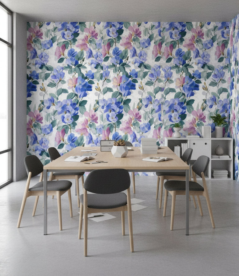 White Background Wallpaper Modern Floral Wall Art