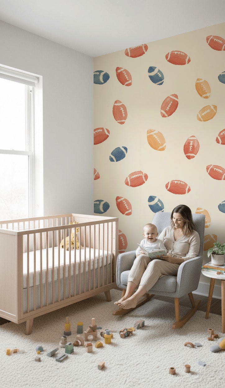 Football Wallpaper Watercolor Removable Sport Wall Double Roll