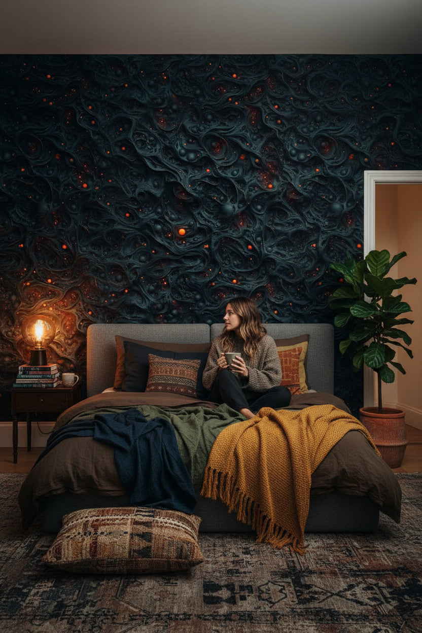 Abstract Wallpaper Dark Removable Swirling Wall Double Roll