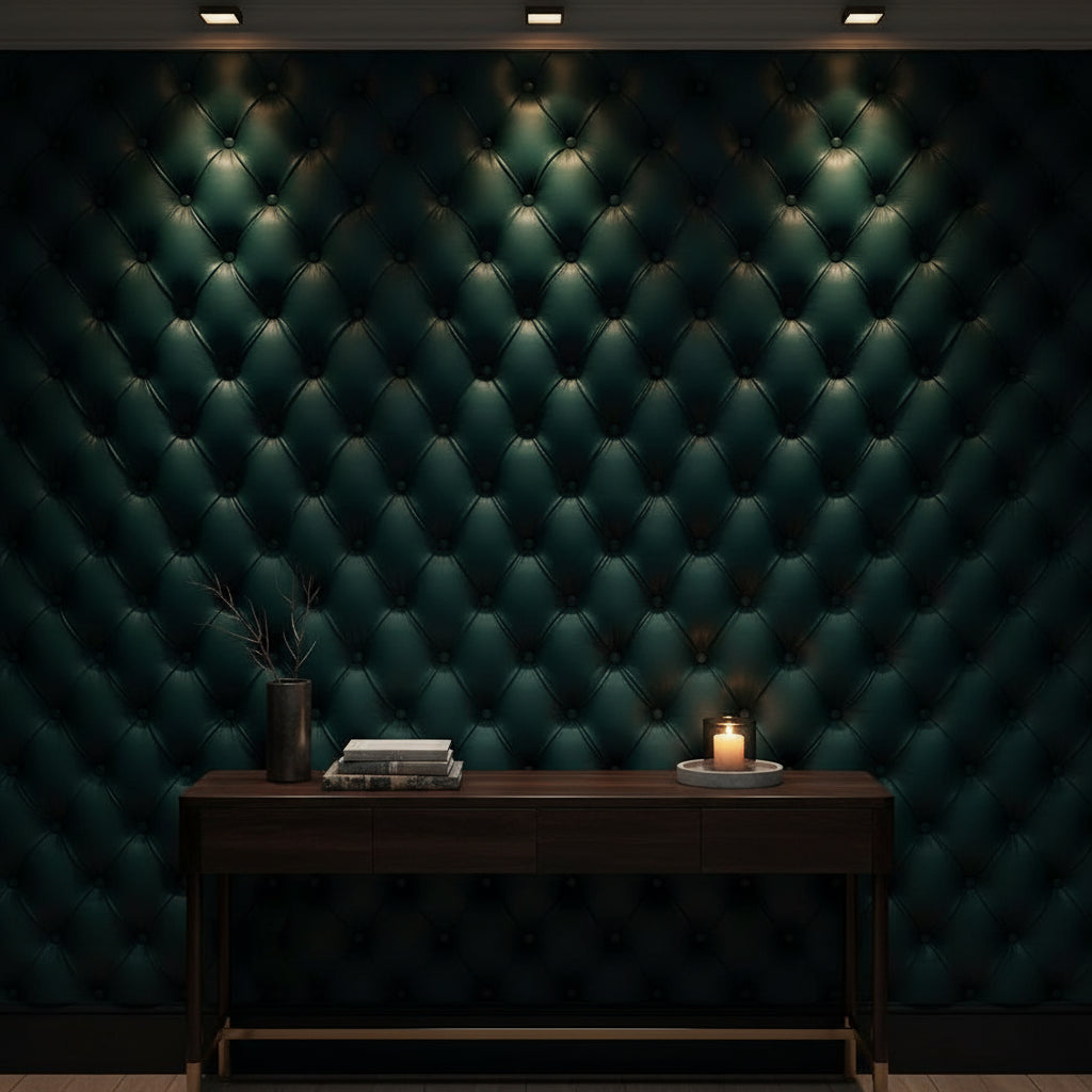 Dark Teal Quilted Texture 3D Wallpaper