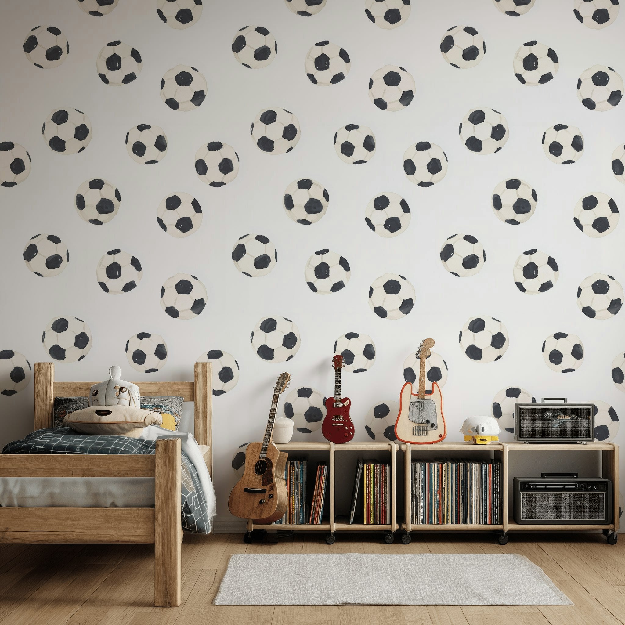 Playful Soccer Ball Pattern Wallpaper