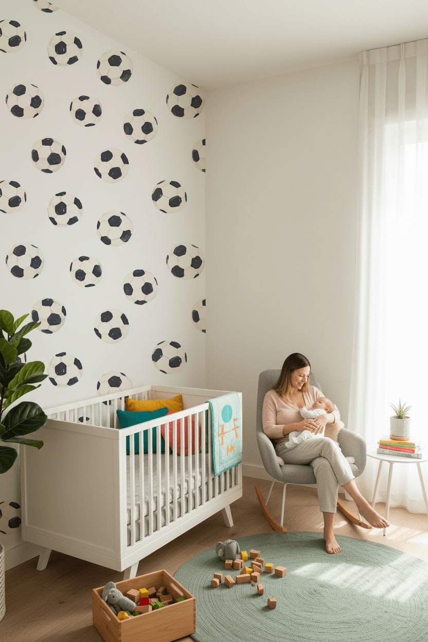 Playful Soccer Ball Pattern Wallpaper