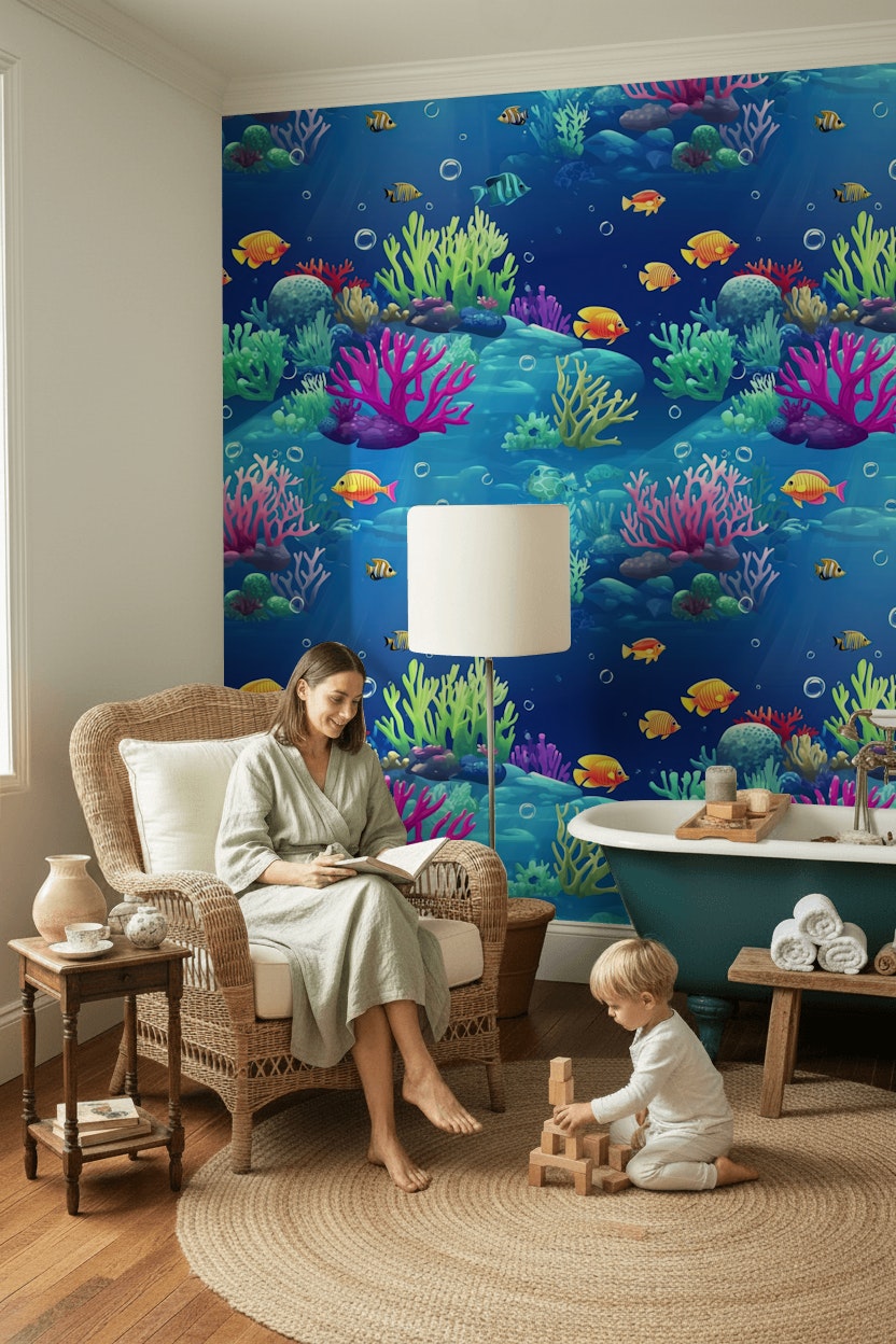 Tropical Fish Wallpaper Ocean Vibrant Decorative Mural