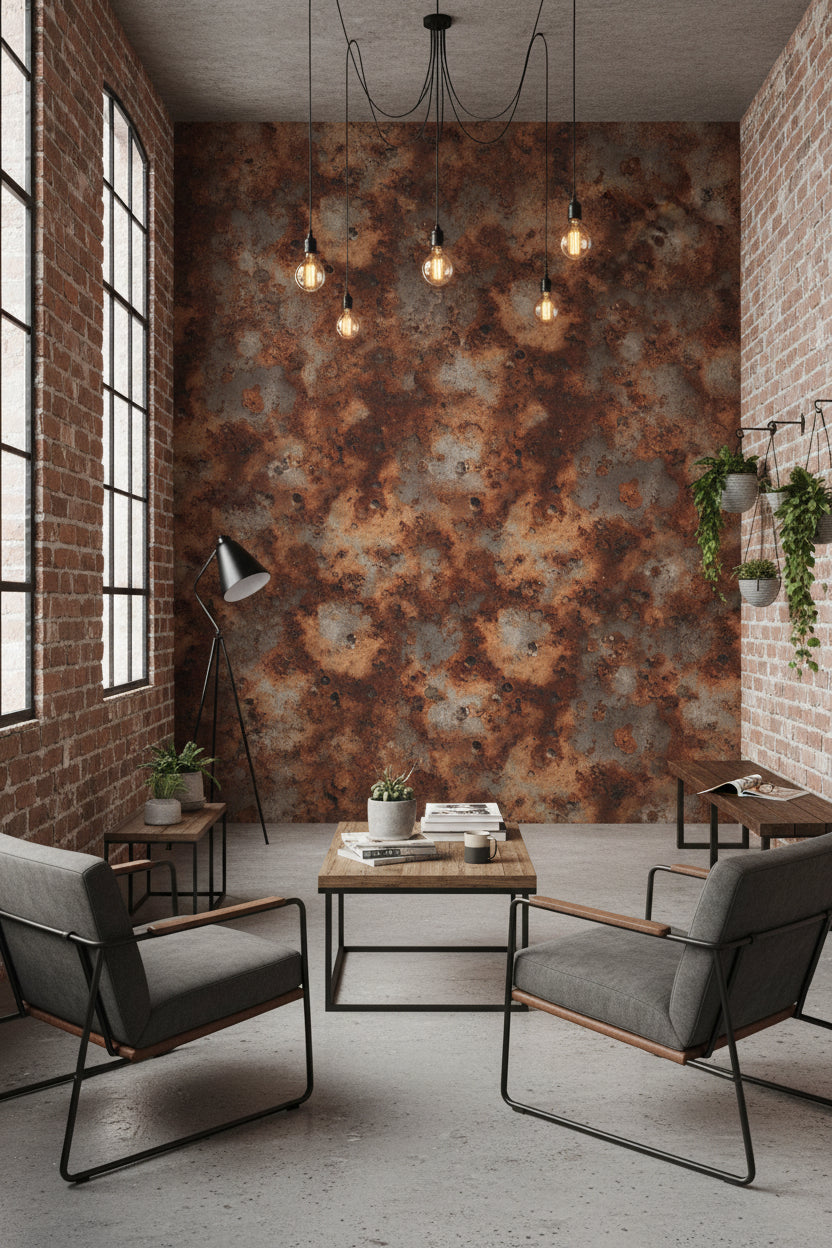 Rustic Brown and Gray Abstract Texture Wallpaper