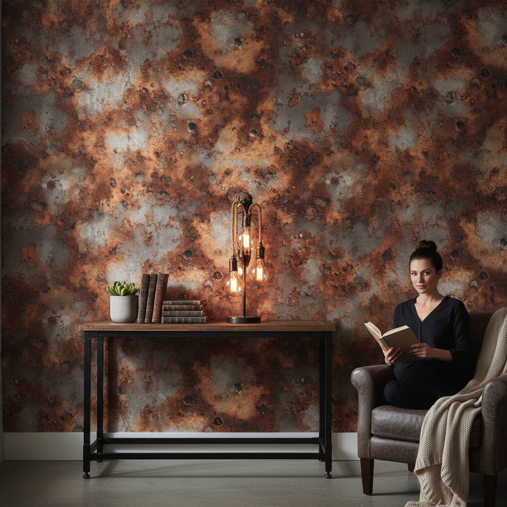 Rustic Brown and Gray Abstract Texture Wallpaper