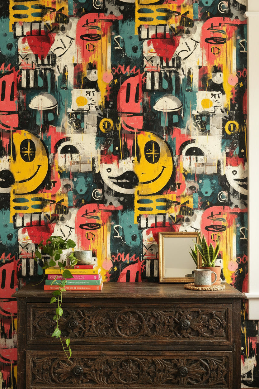 Vibrant Multicolor Abstract Graffiti Wallpaper