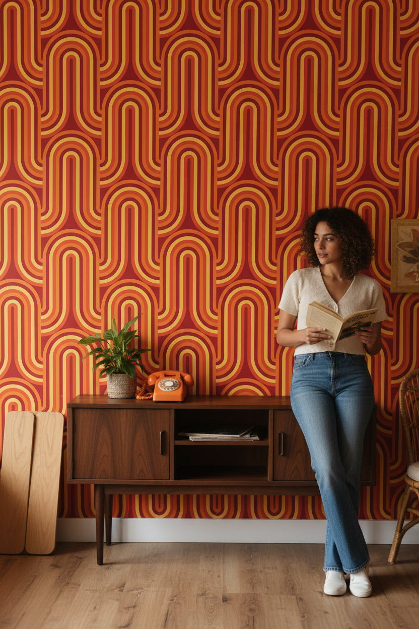 Mid-Century Modern Wallpaper Retro Vintage Wall Decor