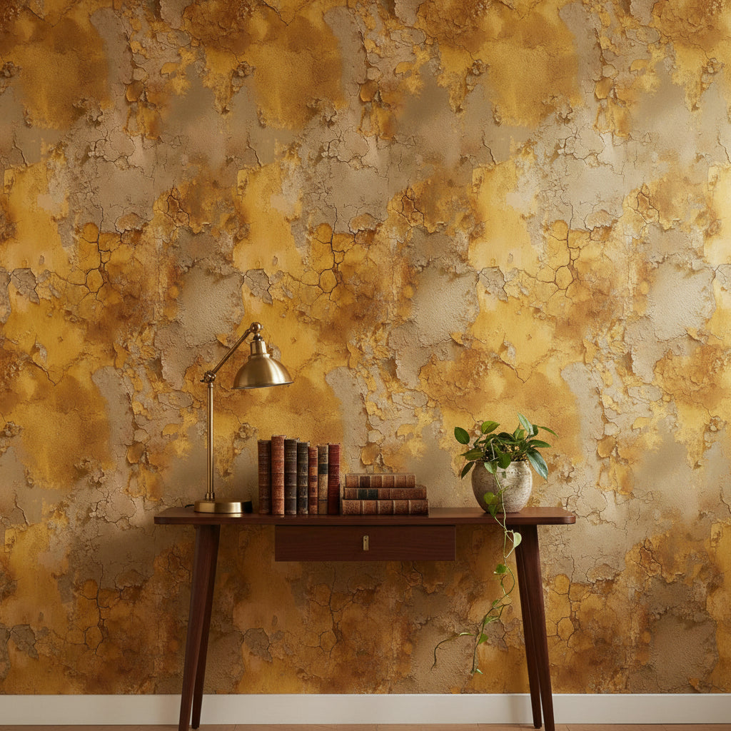 Golden Look Textured Abstract Pattern Wallpaper