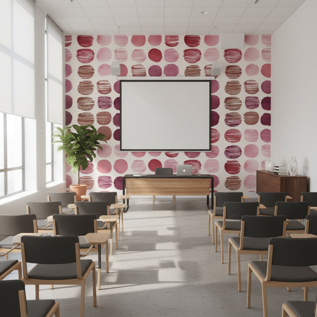 White and Pink Abstract Circle Pattern Wallpaper