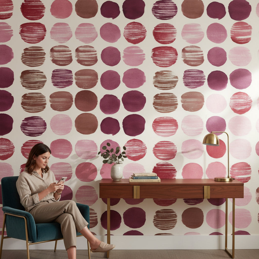 Watercolor Circles Wallpaper Geometric Modern Wall Decor