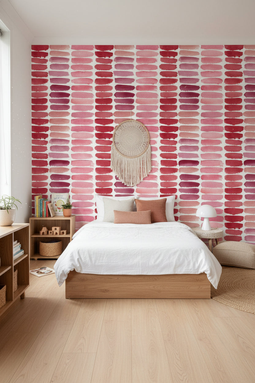 Bright Red Brushstroke Abstract Wallpaper