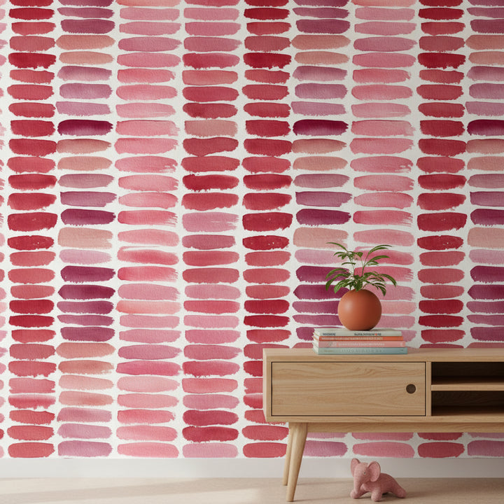 Bright Red Brushstroke Abstract Wallpaper