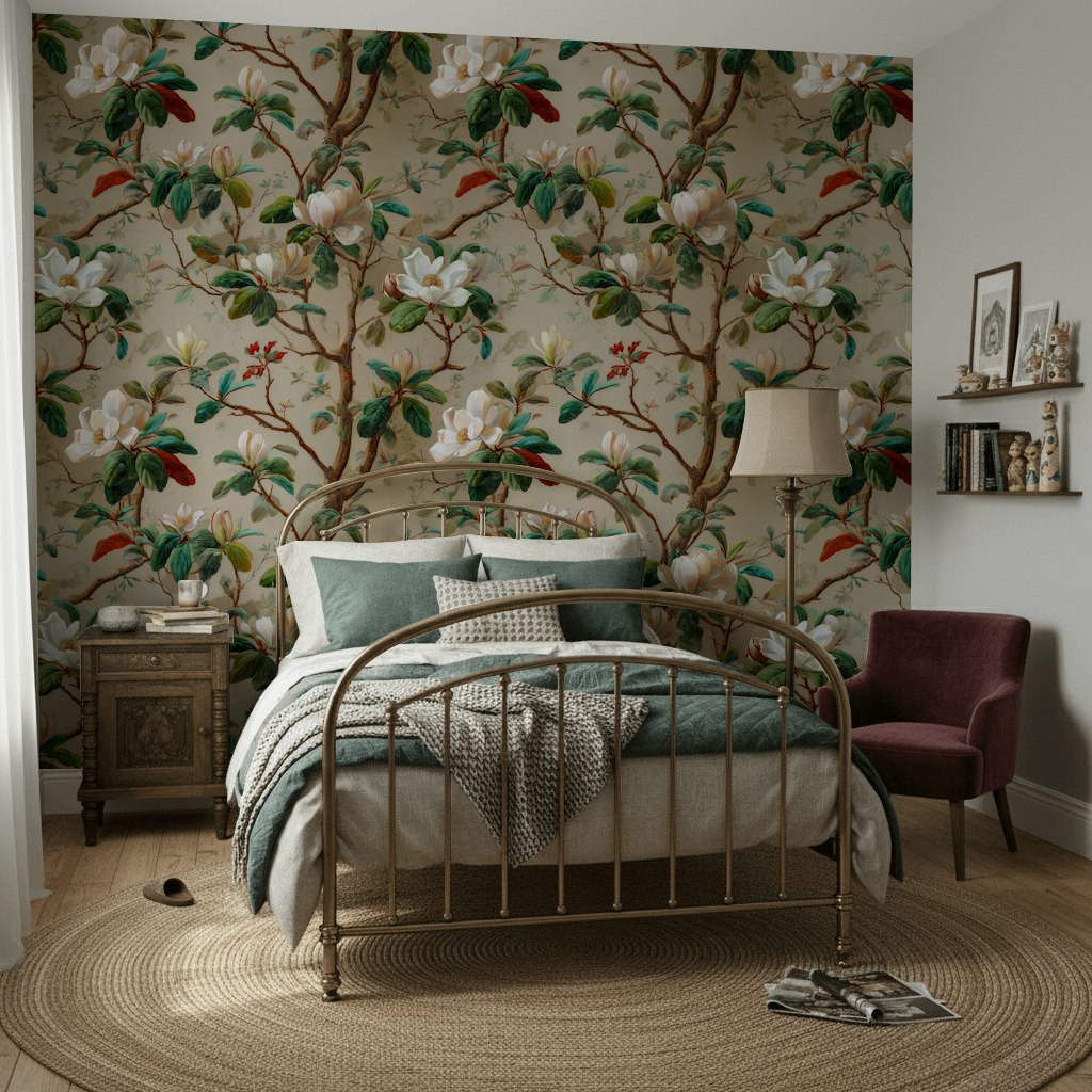 Magnolia Wallpaper Floral Traditional Wall Mural