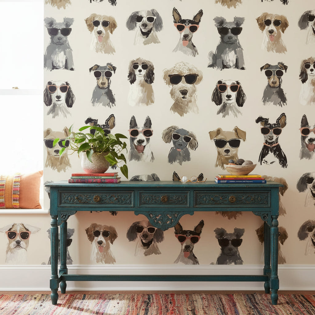 Cream Cool Canine Sunglasses Wallpaper