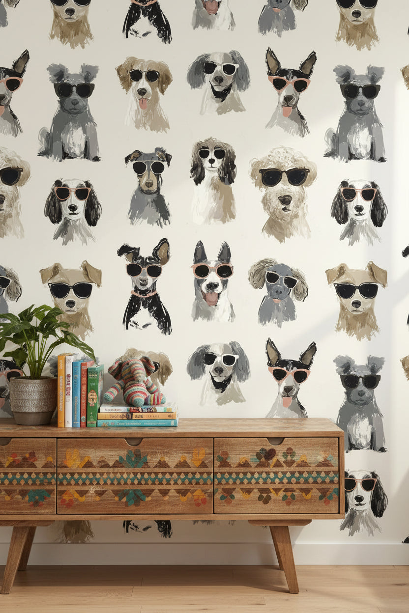 Cream Cool Canine Sunglasses Wallpaper