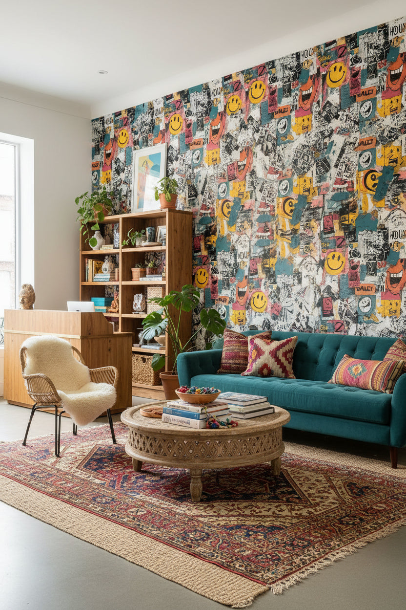 Multicolor Graffiti Pop Art Collage Wallpaper