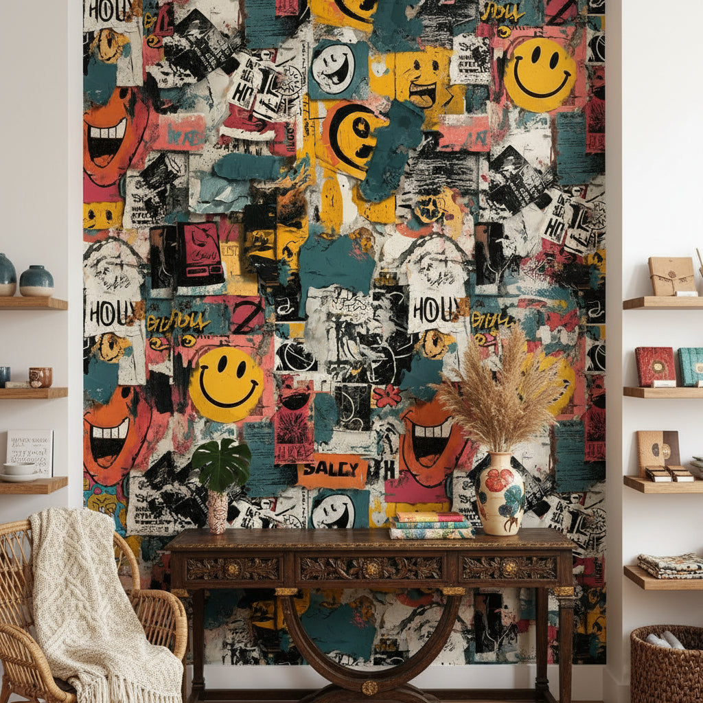 Multicolor Graffiti Pop Art Collage Wallpaper