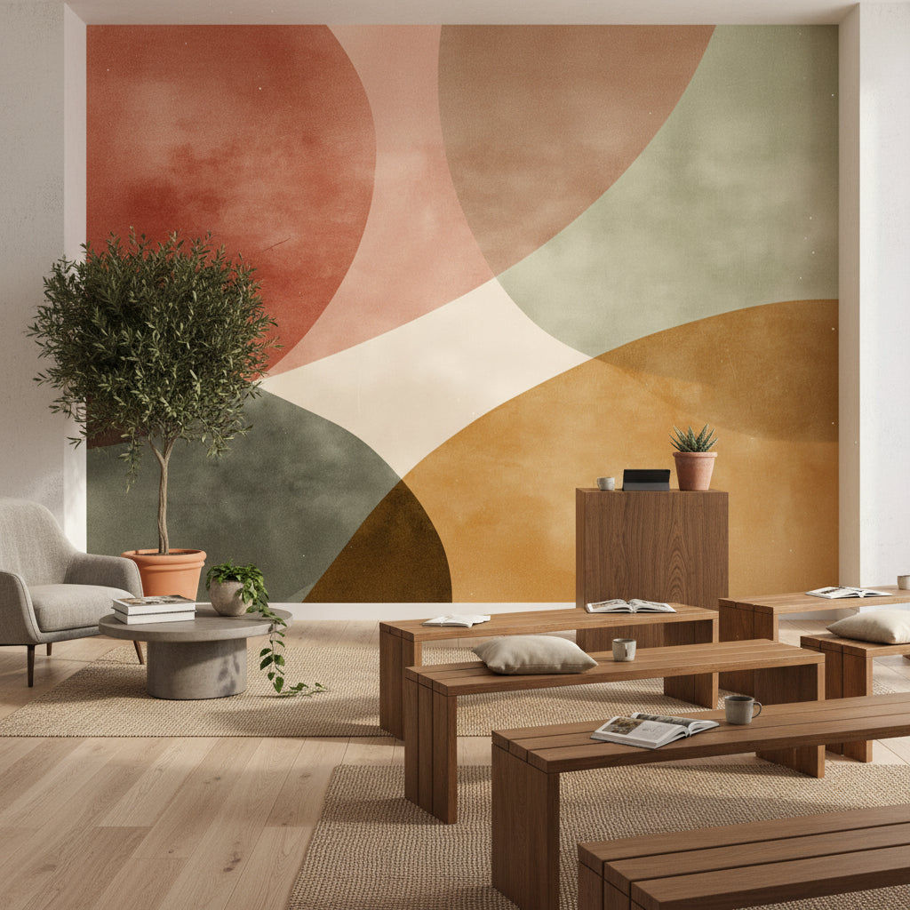 Mid-Century Modern Wallpaper Geometric Abstract Wall Mural