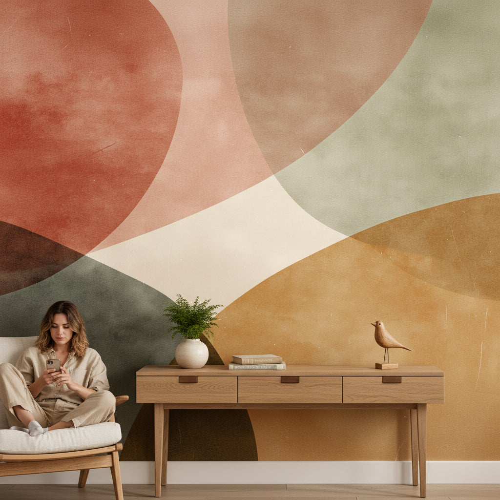 Mid-Century Modern Wallpaper Geometric Abstract Wall Mural