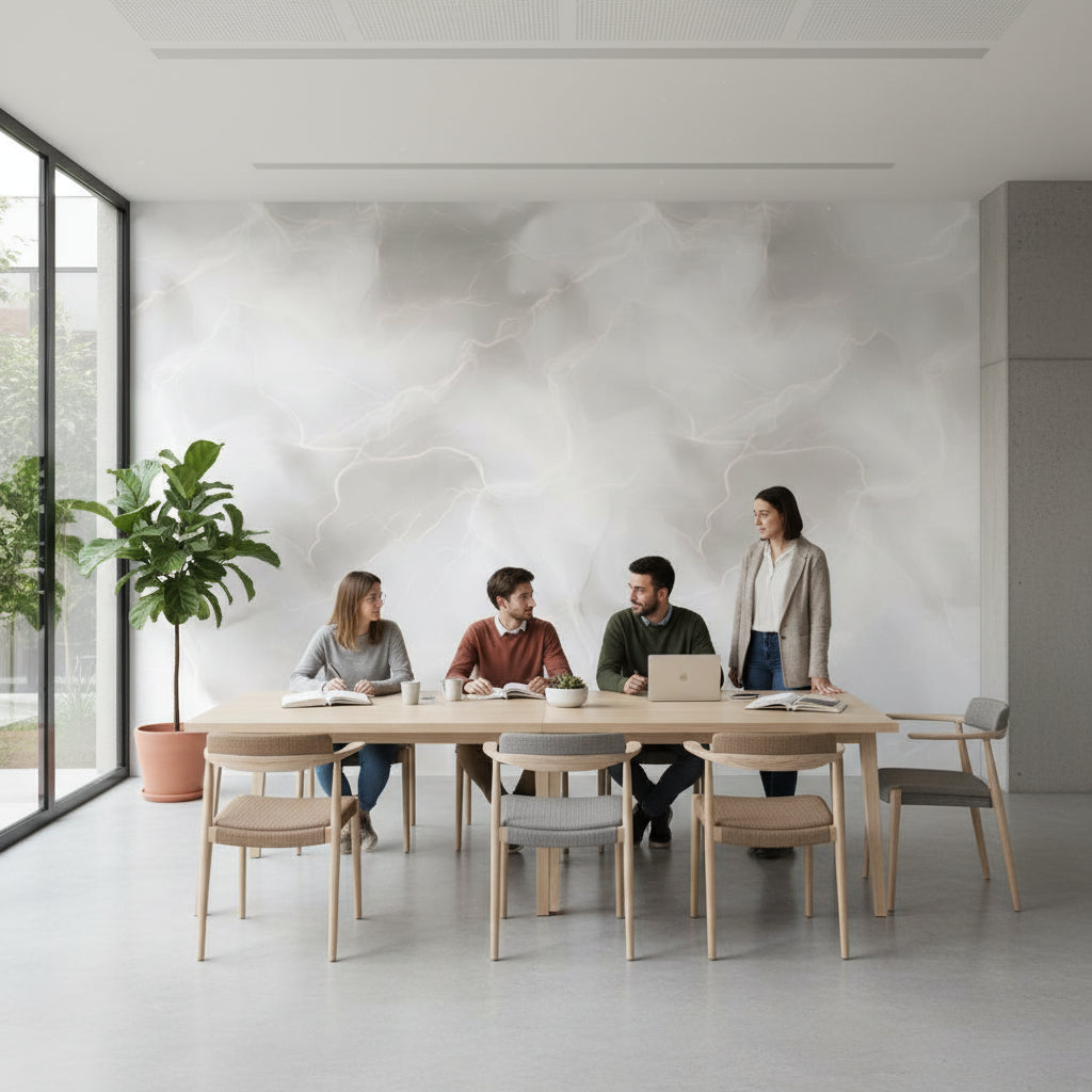 Soft Cream Abstract Marble Effect Wallpaper