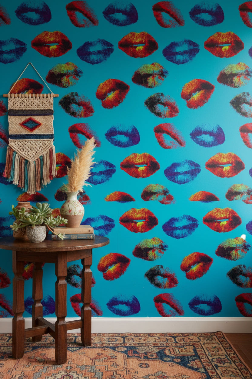 Pop Art Wallpaper Lips Eclectic Removable Wall Decor