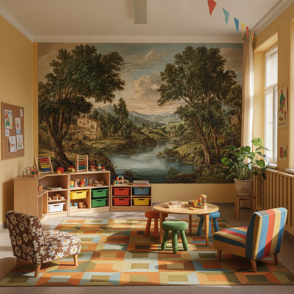 Landscape Wallpaper Traditional River Wall Decor