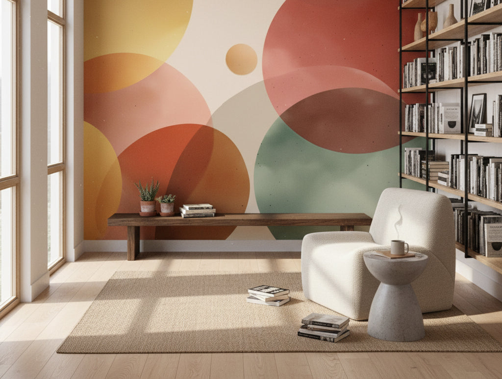 Abstract Circles Wallpaper Geometric Modern Wall Mural