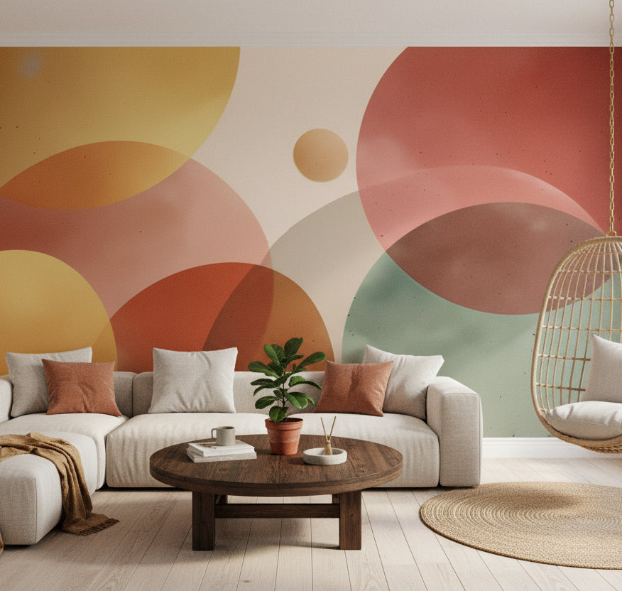 Abstract Circles Wallpaper Geometric Modern Wall Mural