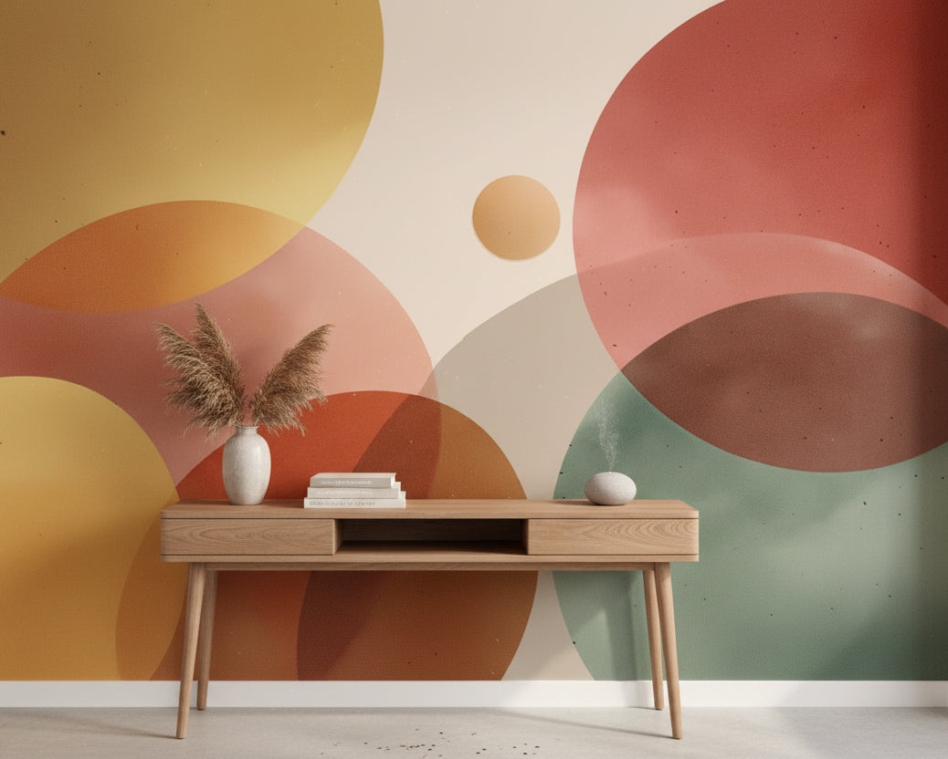 Abstract Circles Wallpaper Geometric Modern Wall Mural