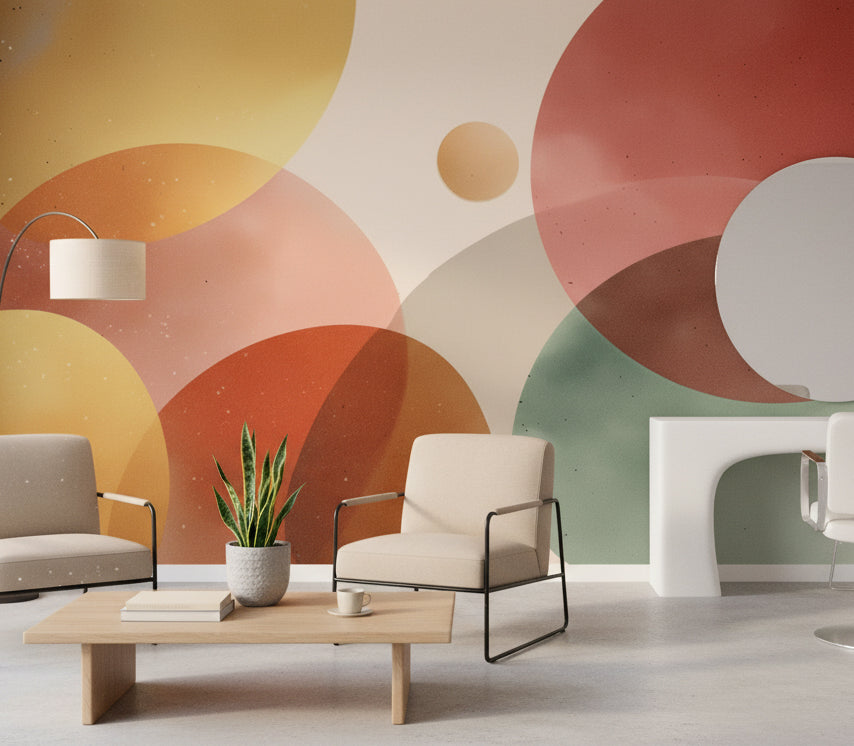 Abstract Circles Wallpaper Geometric Modern Wall Mural