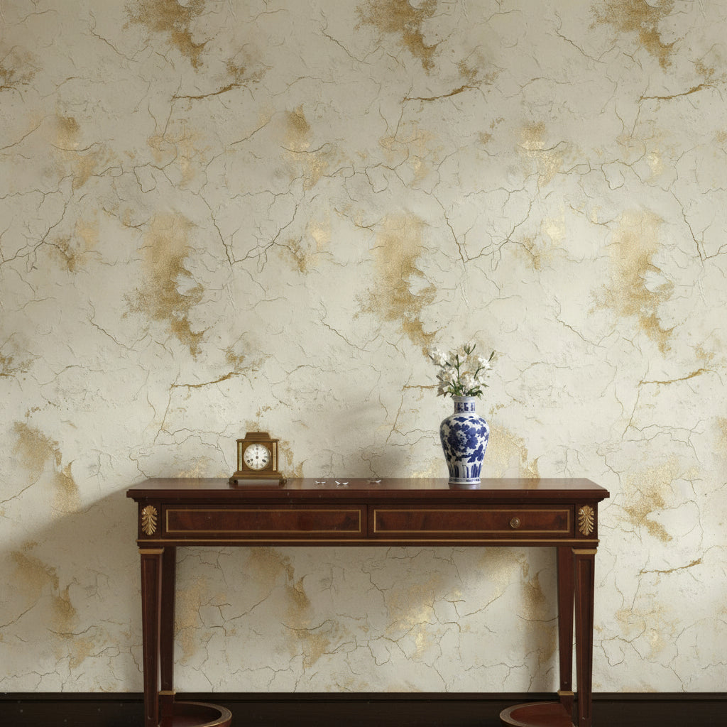 Golden Look Cream Marble Effect Wallpaper