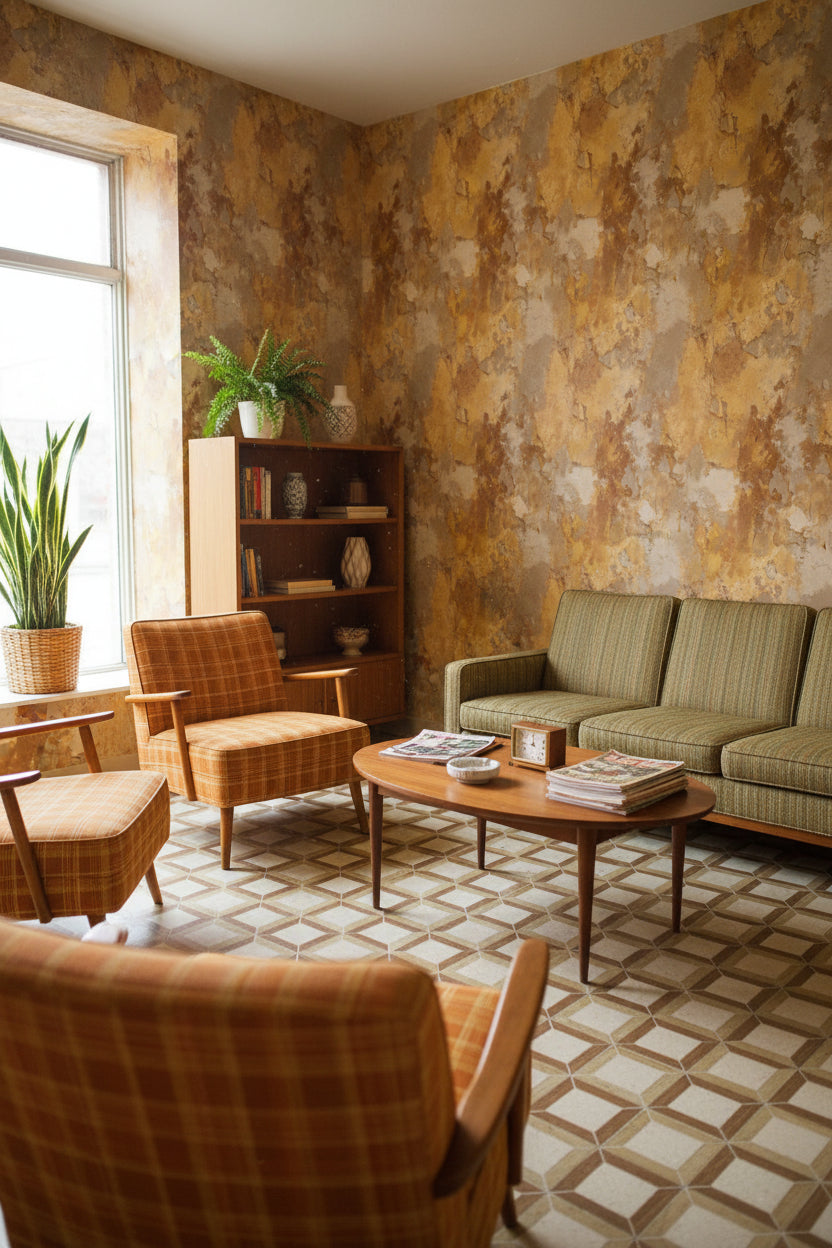 Golden Brown Abstract Textured Wallpaper